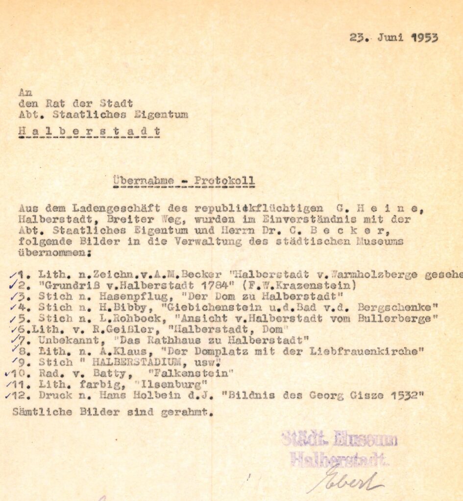 04 2026 03 19 Uebernahmeprotokoll 23.06.1953 cStaedtisches Museum Halberstadt 1