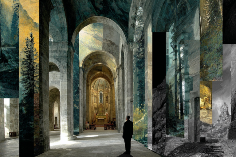 Museum der Zeit KI Druck auf Leinwand Sidney Gromnica